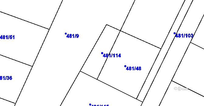 Parcela st. 481/114 v KÚ Práče, Katastrální mapa