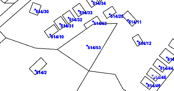 Parcela st. 514/53 v KÚ Práče, Katastrální mapa