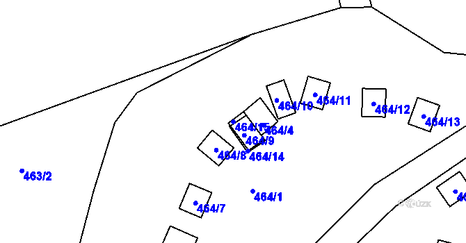 Parcela st. 464/15 v KÚ Práče, Katastrální mapa