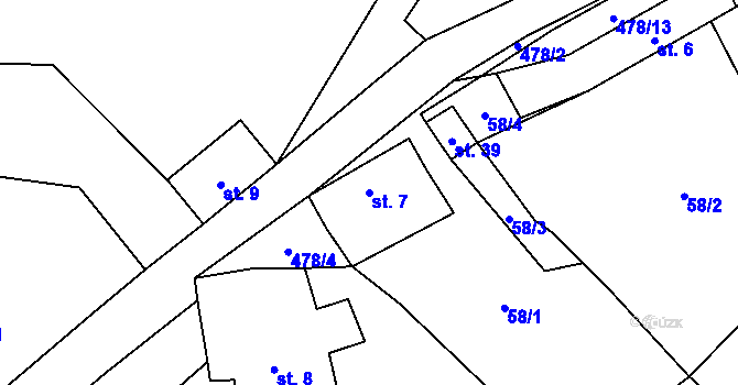 Parcela st. 7 v KÚ Novotníky, Katastrální mapa