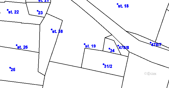 Parcela st. 19 v KÚ Novotníky, Katastrální mapa