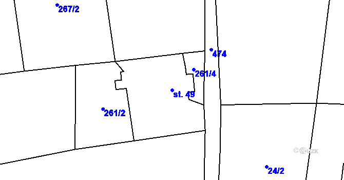 Parcela st. 49 v KÚ Novotníky, Katastrální mapa