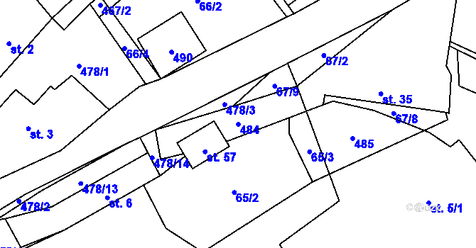 Parcela st. 484 v KÚ Novotníky, Katastrální mapa