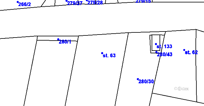 Parcela st. 63 v KÚ Prádlo, Katastrální mapa