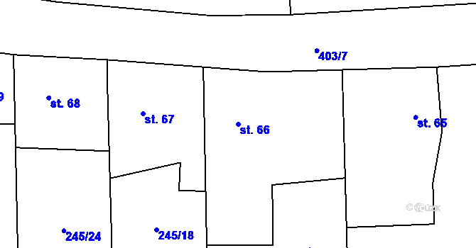 Parcela st. 66 v KÚ Prádlo, Katastrální mapa