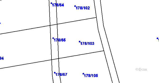 Parcela st. 178/103 v KÚ Prádlo, Katastrální mapa