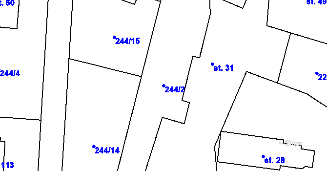 Parcela st. 244/2 v KÚ Prádlo, Katastrální mapa