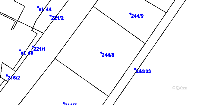 Parcela st. 244/8 v KÚ Prádlo, Katastrální mapa