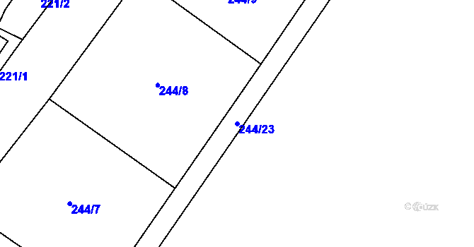 Parcela st. 244/23 v KÚ Prádlo, Katastrální mapa