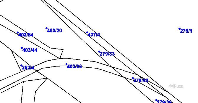Parcela st. 279/33 v KÚ Prádlo, Katastrální mapa