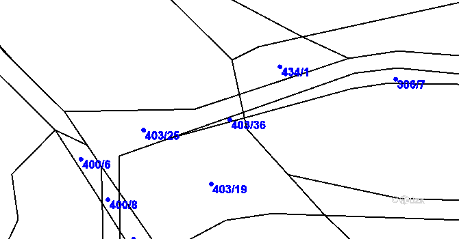 Parcela st. 403/36 v KÚ Prádlo, Katastrální mapa