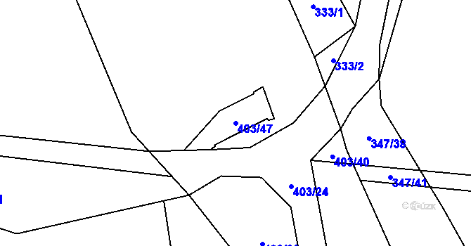 Parcela st. 403/47 v KÚ Prádlo, Katastrální mapa