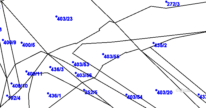Parcela st. 403/55 v KÚ Prádlo, Katastrální mapa