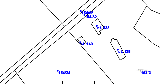 Parcela st. 140 v KÚ Prádlo, Katastrální mapa