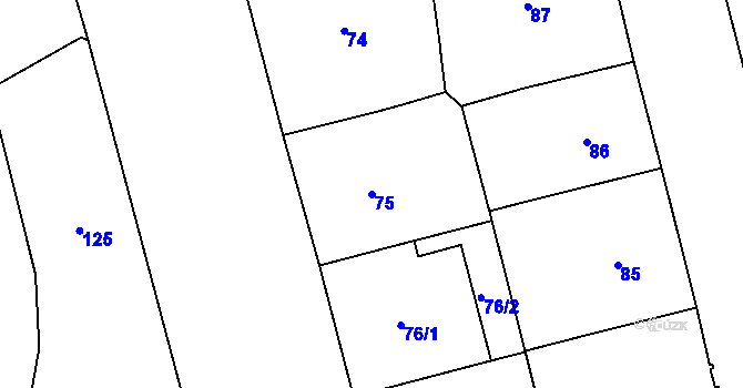 Parcela st. 75 v KÚ Josefov, Katastrální mapa