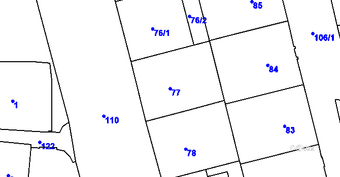 Parcela st. 77 v KÚ Josefov, Katastrální mapa