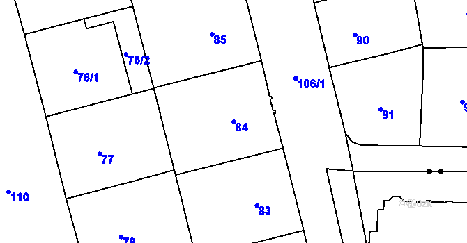 Parcela st. 84 v KÚ Josefov, Katastrální mapa