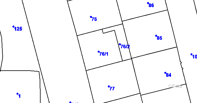 Parcela st. 76/1 v KÚ Josefov, Katastrální mapa