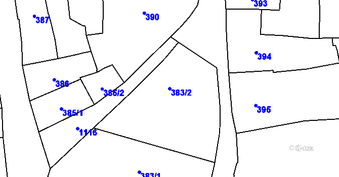 Parcela st. 383/2 v KÚ Staré Město, Katastrální mapa
