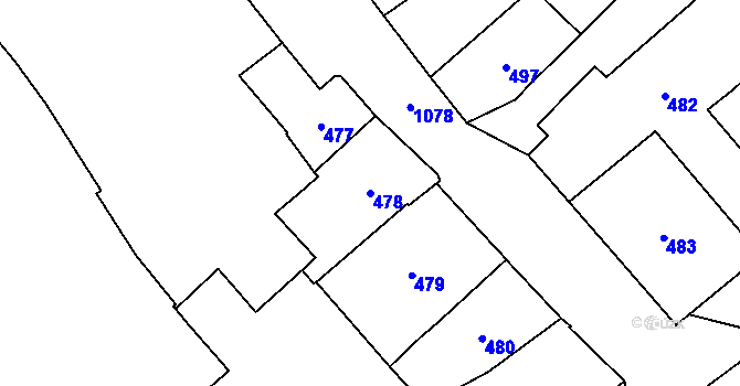 Parcela st. 478 v KÚ Staré Město, Katastrální mapa