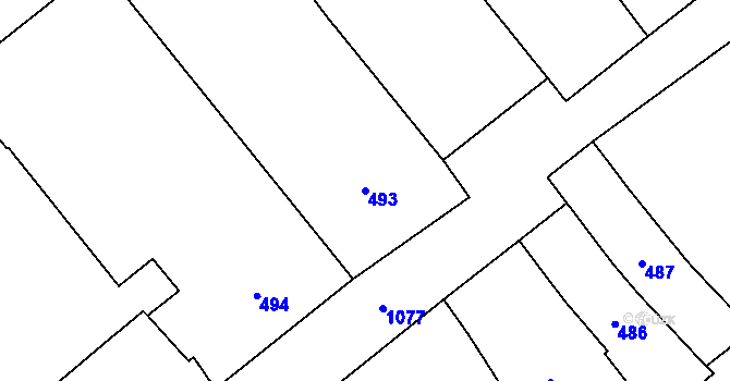 Parcela st. 493 v KÚ Staré Město, Katastrální mapa