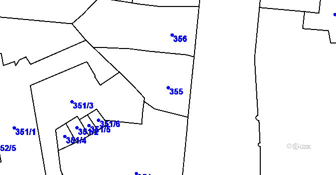 Parcela st. 355 v KÚ Malá Strana, Katastrální mapa