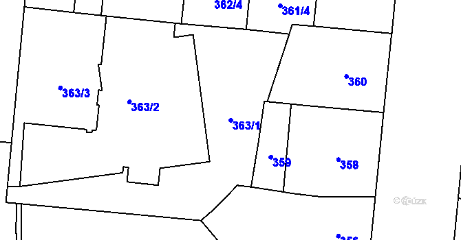 Parcela st. 363/1 v KÚ Malá Strana, Katastrální mapa