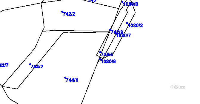 Parcela st. 744/5 v KÚ Malá Strana, Katastrální mapa