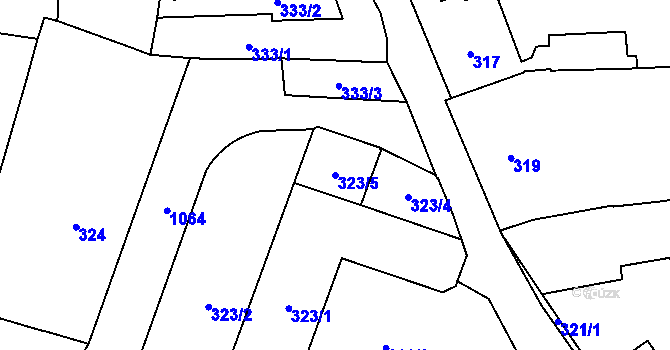 Parcela st. 323/5 v KÚ Malá Strana, Katastrální mapa