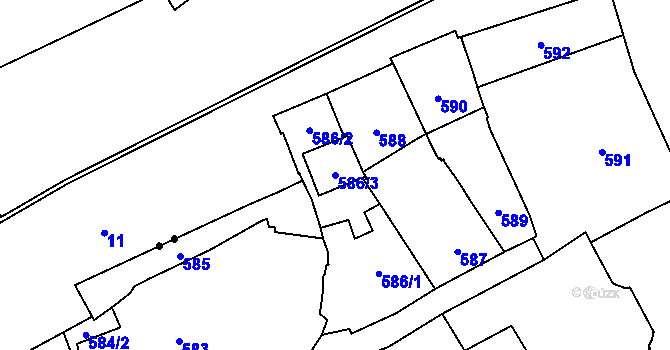 Parcela st. 586/3 v KÚ Malá Strana, Katastrální mapa