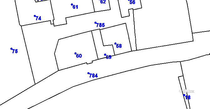 Parcela st. 59 v KÚ Hradčany, Katastrální mapa