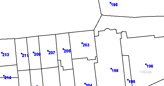 Parcela st. 203 v KÚ Hradčany, Katastrální mapa