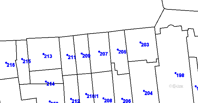 Parcela st. 207 v KÚ Hradčany, Katastrální mapa