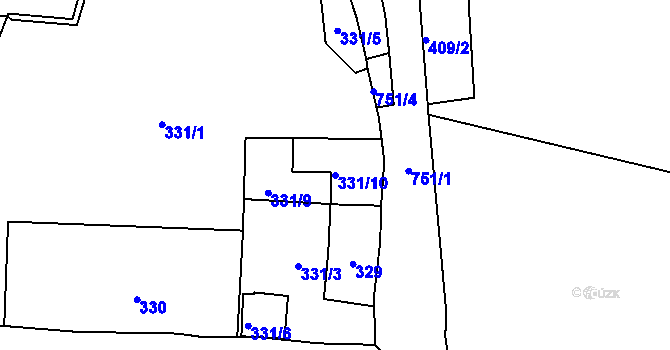 Parcela st. 331/10 v KÚ Hradčany, Katastrální mapa