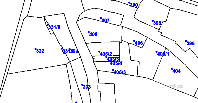 Parcela st. 405/2 v KÚ Hradčany, Katastrální mapa