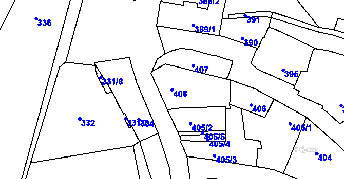 Parcela st. 408 v KÚ Hradčany, Katastrální mapa