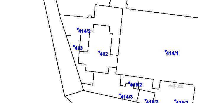 Parcela st. 412 v KÚ Hradčany, Katastrální mapa