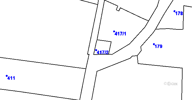Parcela st. 417/2 v KÚ Hradčany, Katastrální mapa