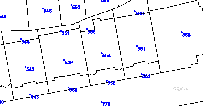 Parcela st. 554 v KÚ Hradčany, Katastrální mapa