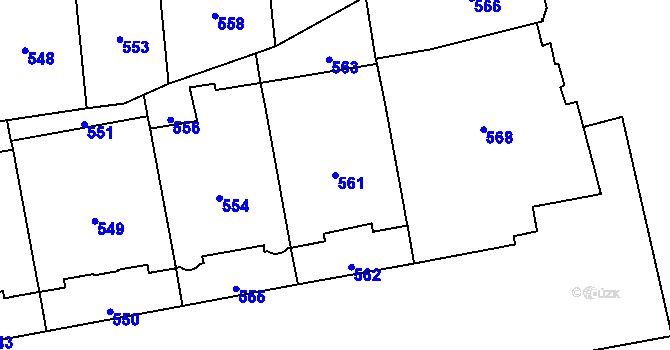 Parcela st. 561 v KÚ Hradčany, Katastrální mapa