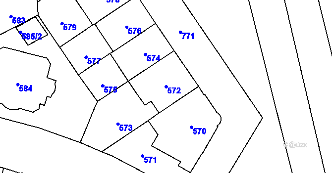 Parcela st. 572 v KÚ Hradčany, Katastrální mapa