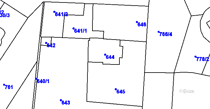 Parcela st. 644 v KÚ Hradčany, Katastrální mapa