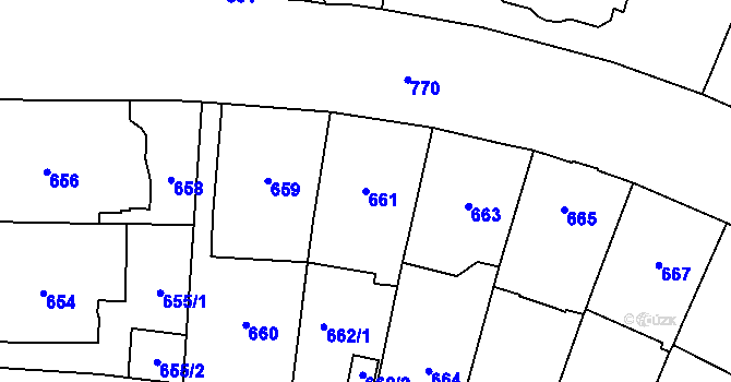Parcela st. 661 v KÚ Hradčany, Katastrální mapa