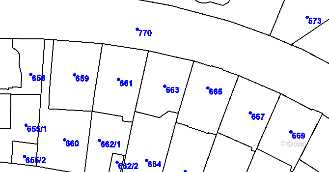 Parcela st. 663 v KÚ Hradčany, Katastrální mapa