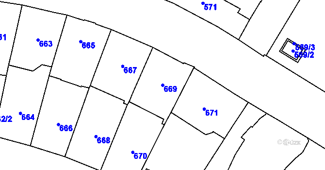 Parcela st. 669 v KÚ Hradčany, Katastrální mapa
