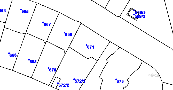 Parcela st. 671 v KÚ Hradčany, Katastrální mapa