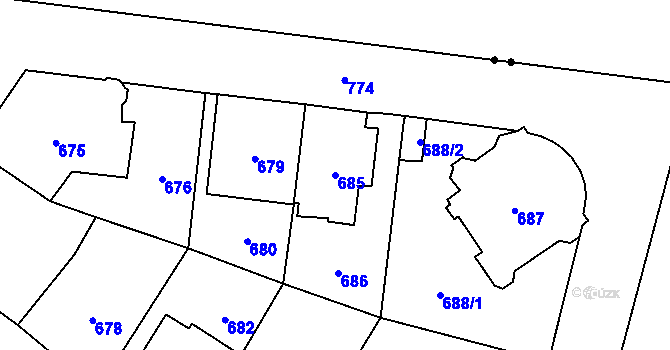 Parcela st. 685 v KÚ Hradčany, Katastrální mapa