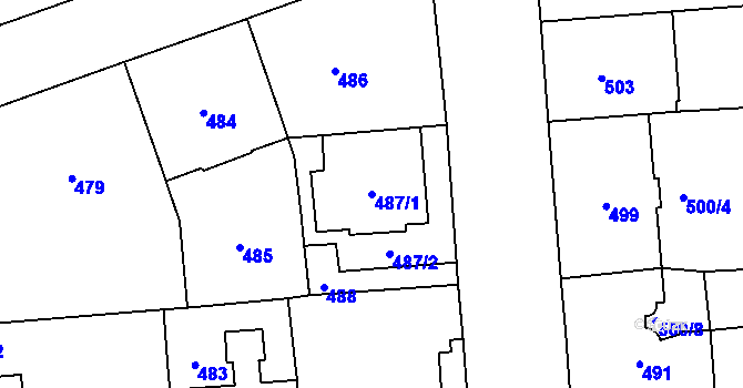 Parcela st. 487/1 v KÚ Hradčany, Katastrální mapa
