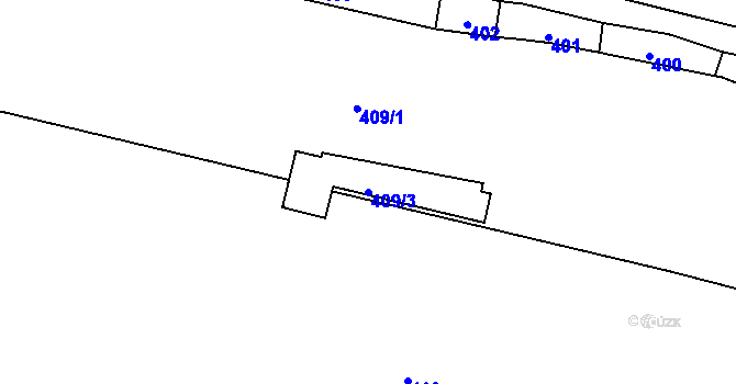 Parcela st. 409/3 v KÚ Hradčany, Katastrální mapa