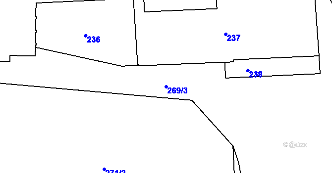 Parcela st. 269/3 v KÚ Hradčany, Katastrální mapa